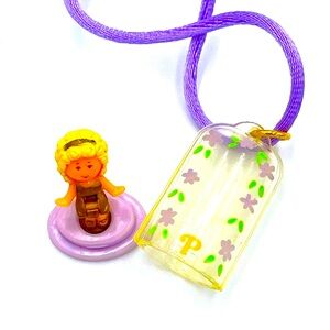 1990 Polly Pocket in her Necklace Pendant Purple Clasp & Base/Lavender cord